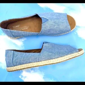 Toms Flats Demin Peep Toe Espadrille